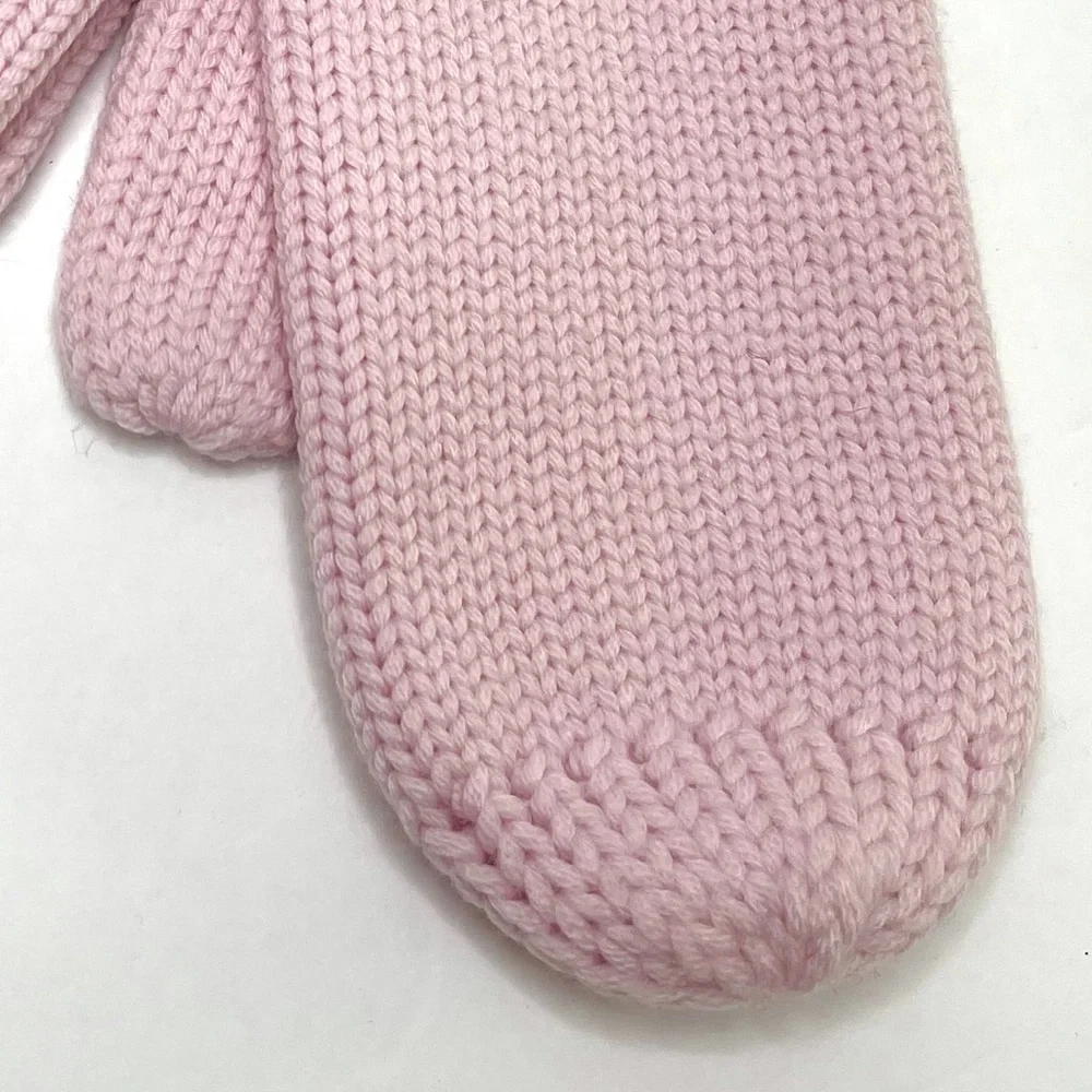 TORY BURCH Tory Sport 100% Merino Wool Little Grumps Mittens NEW Pink Size M/L